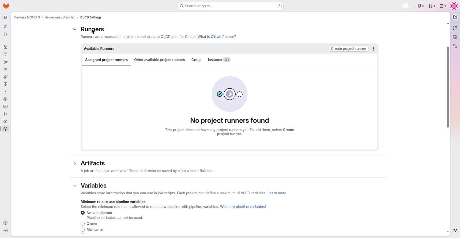 Runners settings with project, group and instance tabs