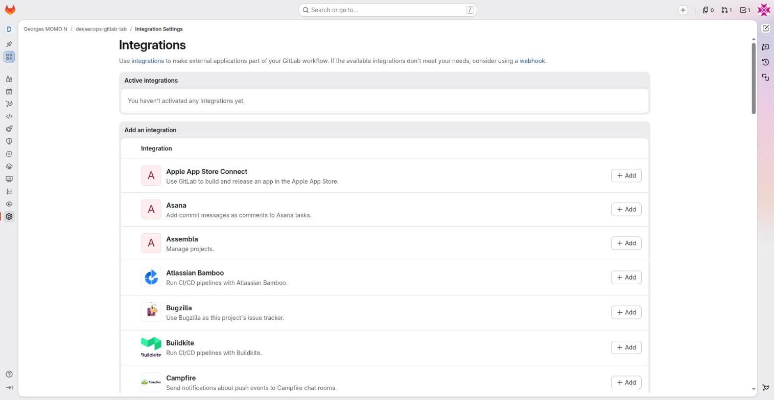 Integrations settings listing available integrations