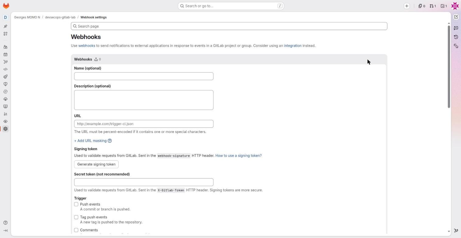 Add new webhook form with URL, signing token, secret token and triggers